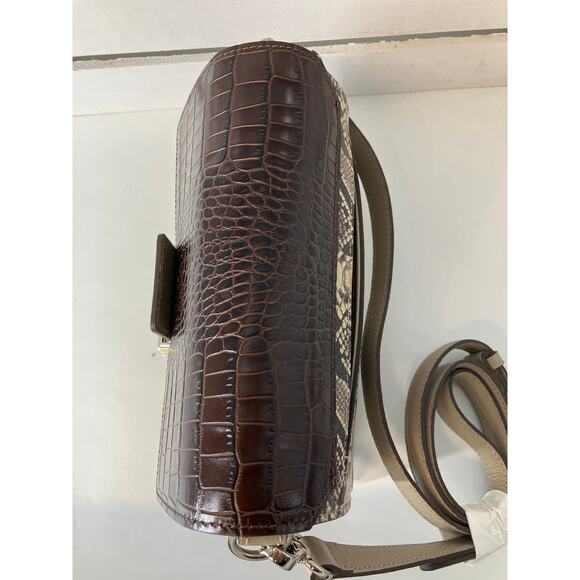 BRIGHTON ANIMAL PRINT BROWN GRAY LEATHER SMALLCROSSBODY BAG - Picture 8 of 16